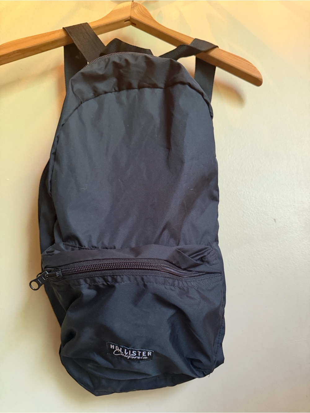 Hollister Black Compact Nylon Backpack